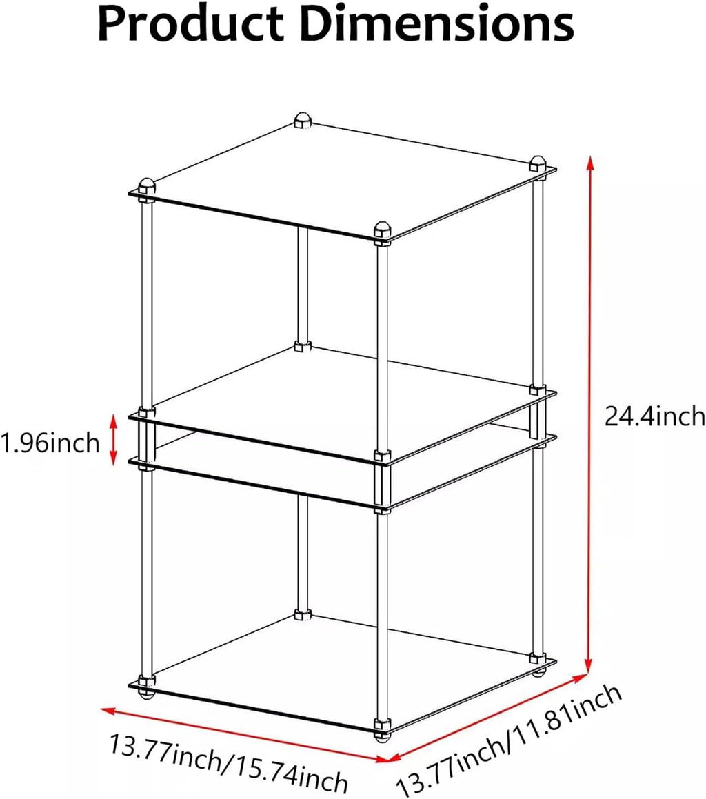 2 Tier Stainless Steel Side Table,Modular Stainless Steel Shelving Unit, Metal Storage Shelf Rack for Livingroom,Bedroom,Kitchen,Bathroom,Easy to Assemble