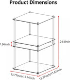 2 Tier Stainless Steel Side Table,Modular Stainless Steel Shelving Unit, Metal Storage Shelf Rack for Livingroom,Bedroom,Kitchen,Bathroom,Easy to Assemble