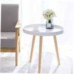 Nordic Style Mini Round Coffee Table White Small Corner Sofa Side Table Creative Indoor Household Accent for Living Room Bedroom