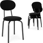 Murago Stackable Dining Chairs Set of 4, Stackable Waiting Room Chairs, Stacking Kitchen Chairs with Upholstered Back and Seat with Dense Foam Cushions, Steel Frame with 400 Lb. Capacity, Black