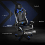 Ergonomic Gaming Chair with Footrest, High-Back Office Desk Chair with Adjustable Headrest & Lumbar Support, 360° Swivel Video Game Chair for Adults Gamers（White & Black）