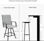 Anmutig Gray Outdoor Counter Bar Stools Set of 4,Swivel Patio Bar Chair All Weather