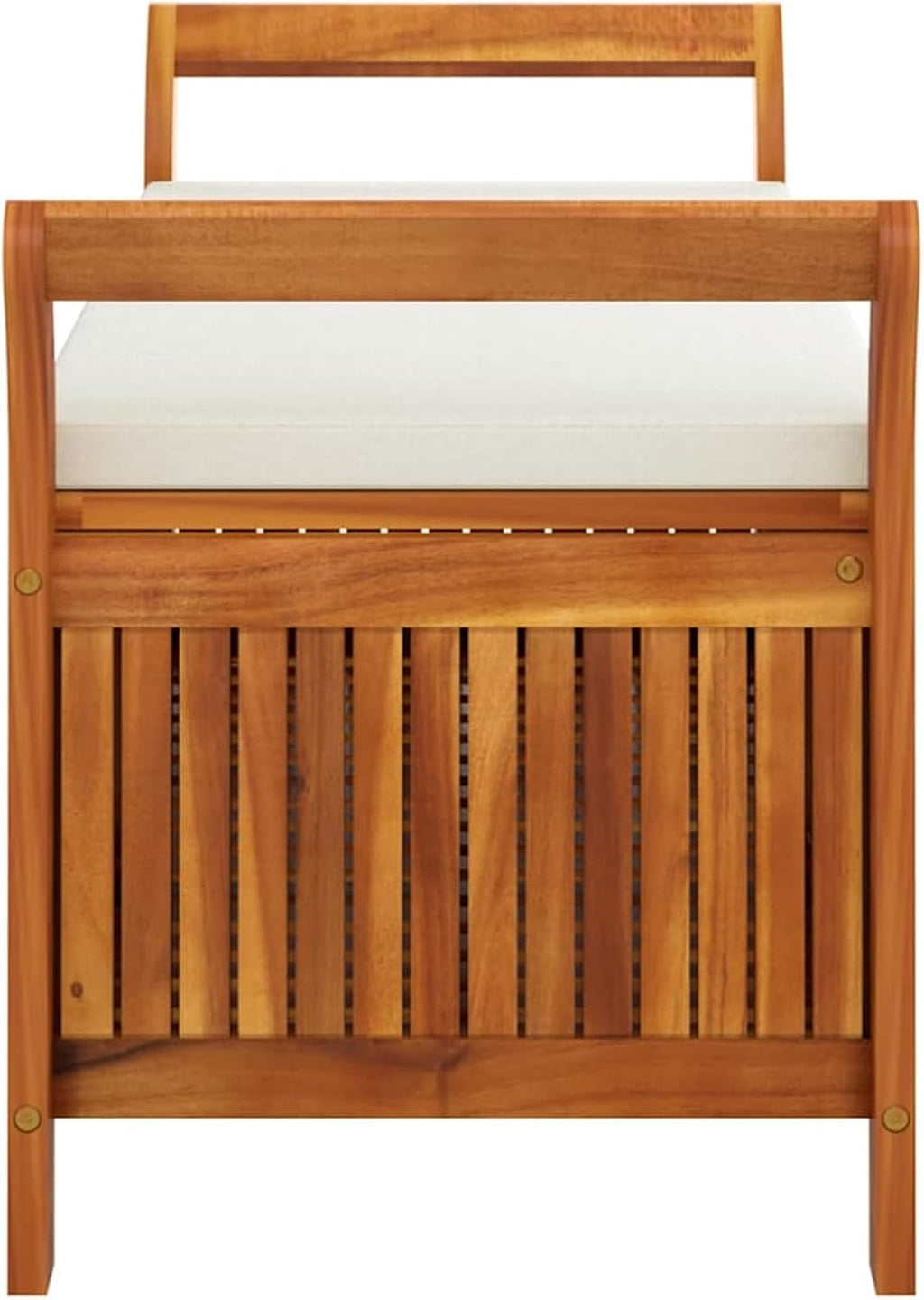 Gecheer Garden Storage Bench with Cushion 126 cm – Solid Acacia Wood Outdoor Storage Seat for Patio, Deck, or Yard