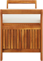 Gecheer Garden Storage Bench with Cushion 126 cm – Solid Acacia Wood Outdoor Storage Seat for Patio, Deck, or Yard