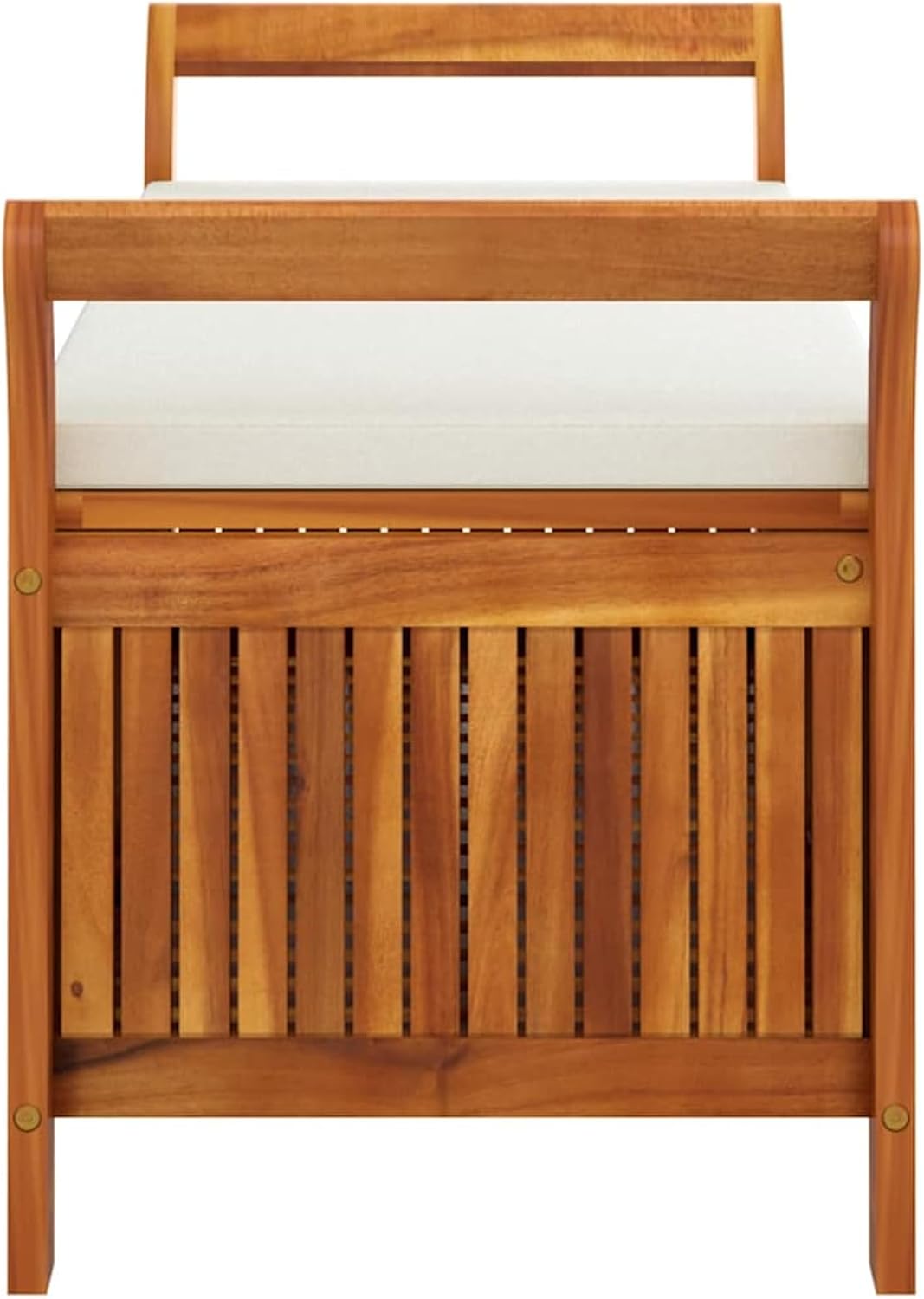 Gecheer Garden Storage Bench with Cushion 126 cm – Solid Acacia Wood Outdoor Storage Seat for Patio, Deck, or Yard