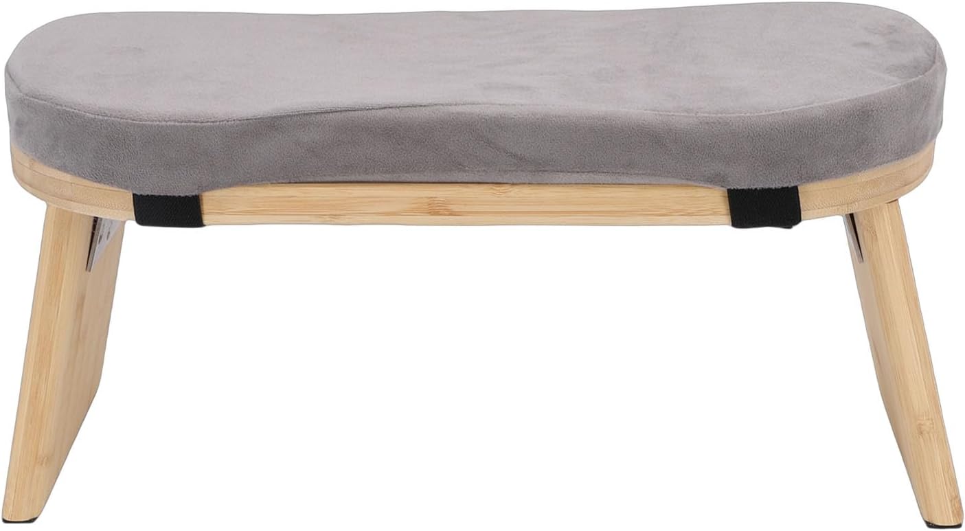 Wooden Folding Meditation Bench with Cushion – 5° Ergonomic Tilt, Beechwood Kneeling Stool for Zen Practice