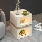 Modern Metal Square Nightstand 2-Tier Open Storage Small Bedside Table Sofa End Table for Living Room & Office Heavy Duty