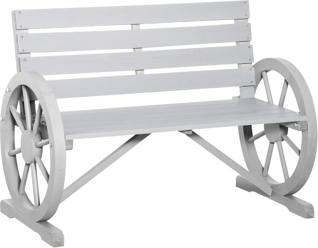 Wooden Wagon Wheel Bench