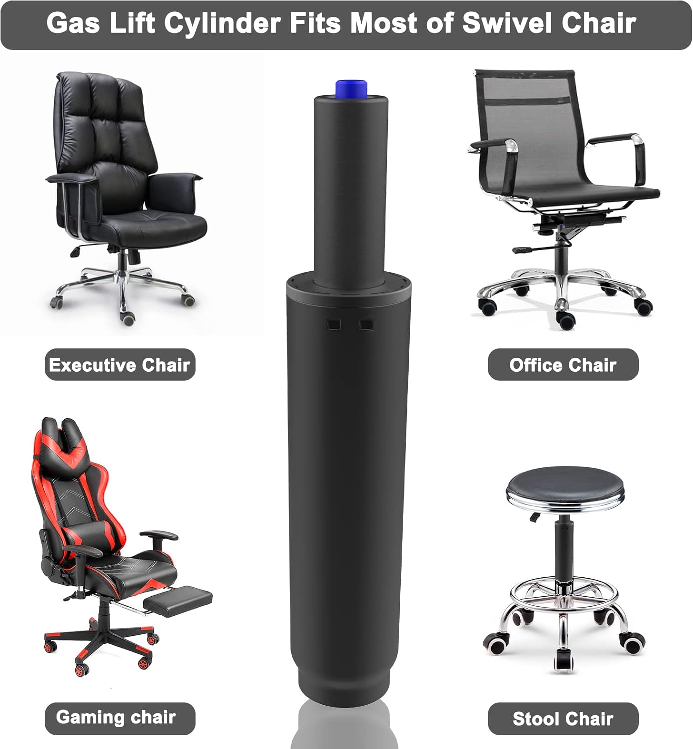 MySit 2.2" Stroke Office Chair Gas Lift Cylinder Replacement, Heavy Duty 450lbs Shortest Gas Spring Rod Part Sinking 2.4 inches Universal Size Black for Short Person, High Chair Base, Class 4