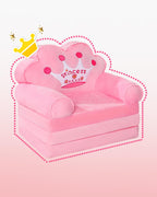 MOONBEEKI Kids Couch Fold Out, Foldable Princess Chair for Toddlers 1-3, Kids Furniture for Playroom, Gift for Birthday Christmas and Halloween, Pink
