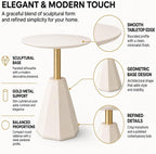 Round Wood Side Table, Coffee Nightstand Cocktail Drink Modern Accent Circle End Table, Wood Pedestal Base for Living Room, Bedroom, Small Spaces, Offices, Ivory