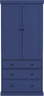 Tall Kitchen Pantry Cabinet Wood Freestanding Large Cupboard with 3 Drawers, 8 Door-Shelf and Adjustable Shelves for Dining Room (Blue)