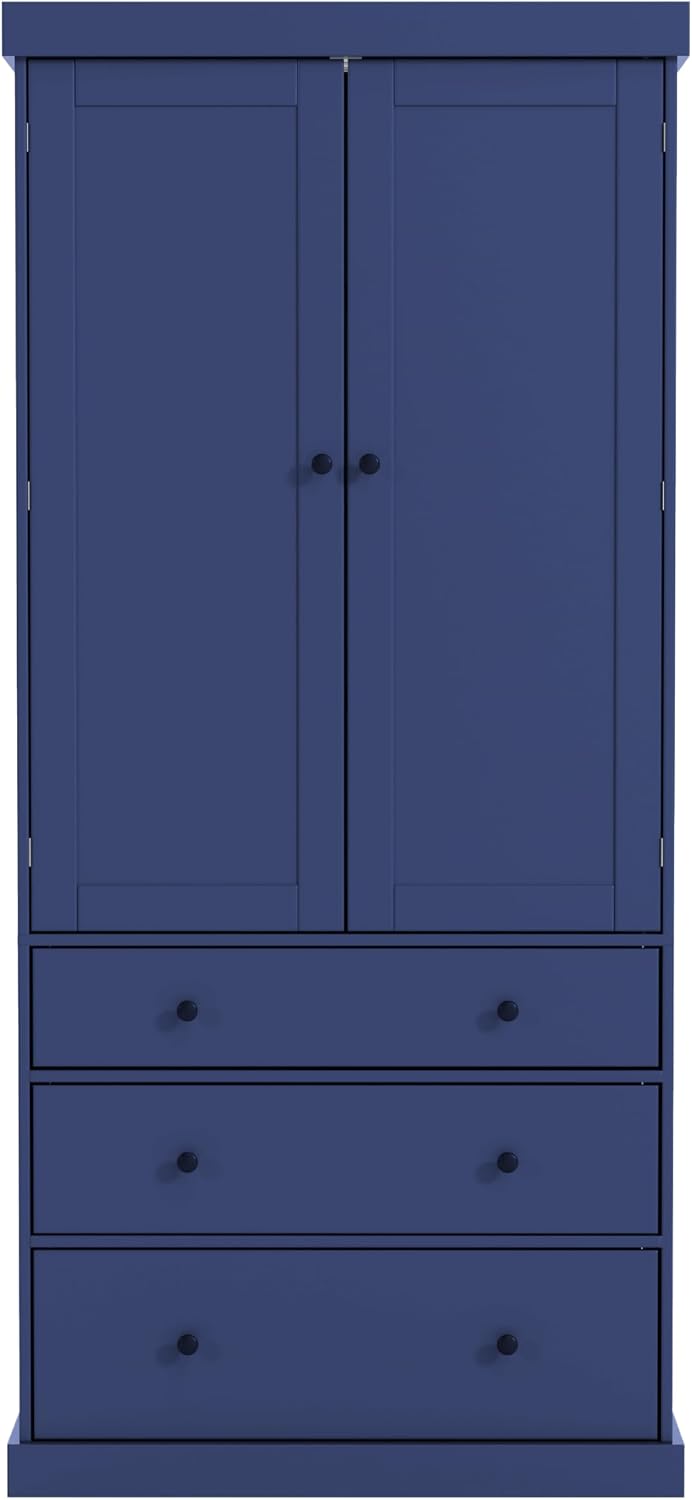 Tall Kitchen Pantry Cabinet Wood Freestanding Large Cupboard with 3 Drawers, 8 Door-Shelf and Adjustable Shelves for Dining Room (Blue)