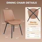 Modern Dining Chairs Set of 4, Faux Leather Modern Mid-Century Kitchen Chairs with Ergonomic Backrest & Heavy Duty X-Shape Base Metal Legs, Kitchen Chairs for Home Cafe,Brown