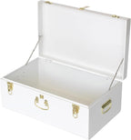 Vixdonos Large Metal Trunk Decorative Storage Box College Dorm Chest with Handle