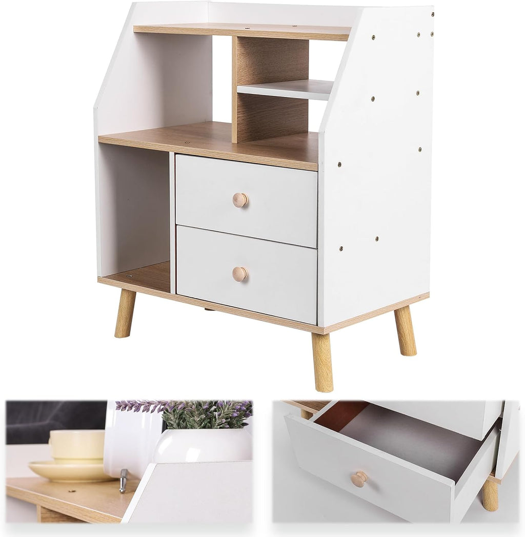 Nightstand with 2 Drawers, Modern Bedside Table Simple Bedside Storage Locker Nordic Bedside Storage Cabinet for Home Bedroom
