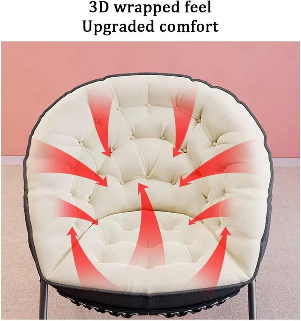Oversized Folding Saucer Chair with Carbon Steel Frame for Living Room Lounge and Office Beige Color(Orange)