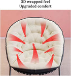 Oversized Folding Saucer Chair with Carbon Steel Frame for Living Room Lounge and Office Beige Color(Orange)