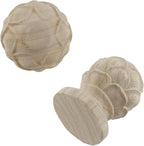 HEVSTIL Decorative Wooden Finials 2-Pack (3.54"x2.2") - Rustic Curtain Rod End Caps - Unfinished Turned Wood Spires for Bed Posts, Flagpole Toppers & Craft Projects