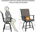 Grand patio Counter Height Swivel Bar Stools Set of 6, 24" Height Patio Bar Chairs for Porch Deck, Outdoor Sling Fabric (Coffee, 6PC)