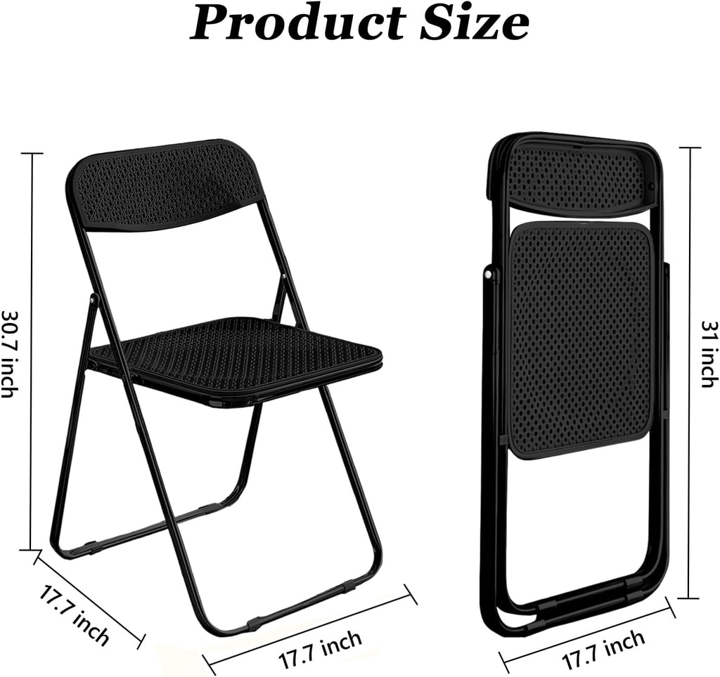 Folding Chair, 2 Pack Plastic Chair, Black | Breathable folding chair with steel frame, 300lbs capacity. Portable & stackable for indoor, outdoor, events & parties.