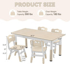 GITAWUSA Kids Study Table and Chairs Set, Height Adjustable Toddler Table and Chair Set for Kids Ages 3-8, Graffiti Desktop (Burlywood - 2)