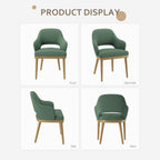 MALOL Wooden Dining Chairs Set of 2, Modern Fabric Upholstered Dining Room Chair, Kitchen Side Chairs, Farmhouse Dinner Chair with Open Back for Kitchen, Green