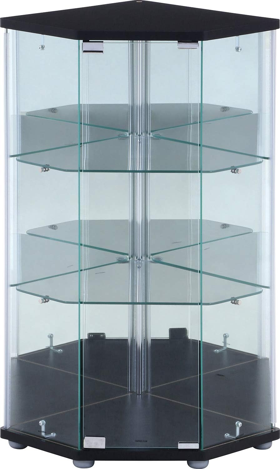 Fuji Boeki 99481 Collection Case, Figure Case, 3 Tiers, Width 21.7 x Depth 17.1 x Height 33.9 inches (55 x 43.5 x 86 cm), Black, Corner Type, Rear Mirror, Assembly Required