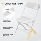 VINGLI 10 Pack White Plastic Folding Chair, Indoor Outdoor Portable Stackable Commercial Seat with Steel Frame 350lb. Capacity for Events Office Wedding Party Picnic Kitchen Dining