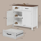 Bealife 32" Buffet Cabinet, Kitchen Island with Storage, Coffee Bar Cabinet with 2 Drawers and Adjustable Shelf, Kitchen Storage Cabinet for Dining Room, Living Room, Entryway (Retro)