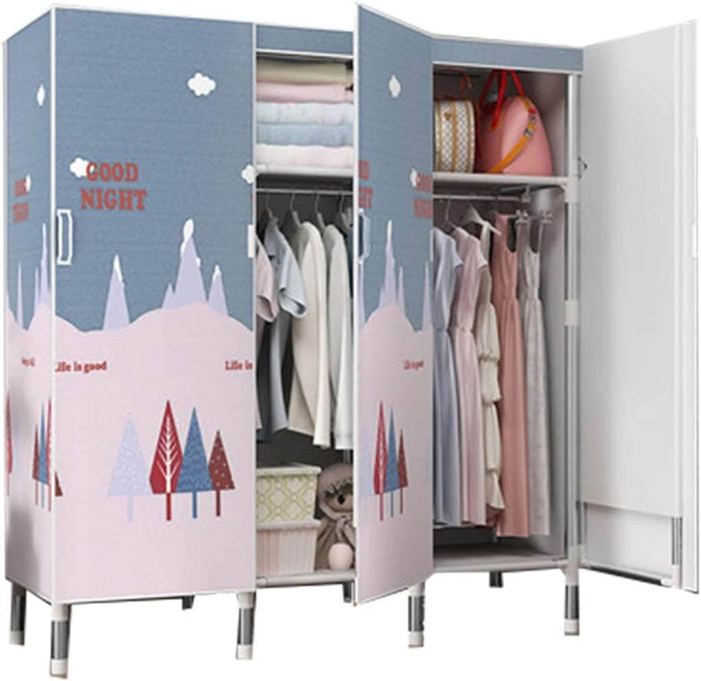Wardrobe Organiser Large Capacity Hanging Storage Peach Skin Easy to Assemble Space Saving Adjustable Waterproof, Dustproof, Stainproof (Size : 125x50x172cm C)