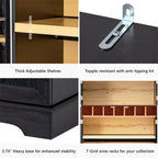 78.2" Tall Farmhouse Kitchen Pantry Cabinet with 8 Door Shelves and 4 Adjustable Shelves, Storage Cabinet with Hidden Drawer for Bathroom, Versatile Cupboard with Wine Rack for Kitchen (Black)