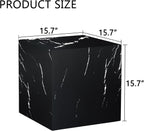 W15.7'' Modern Wood Square Side Table End Table for Living Room, No Assemble, Faux Marble Surface, Marble Black(ø15.7'' x 15.7'')