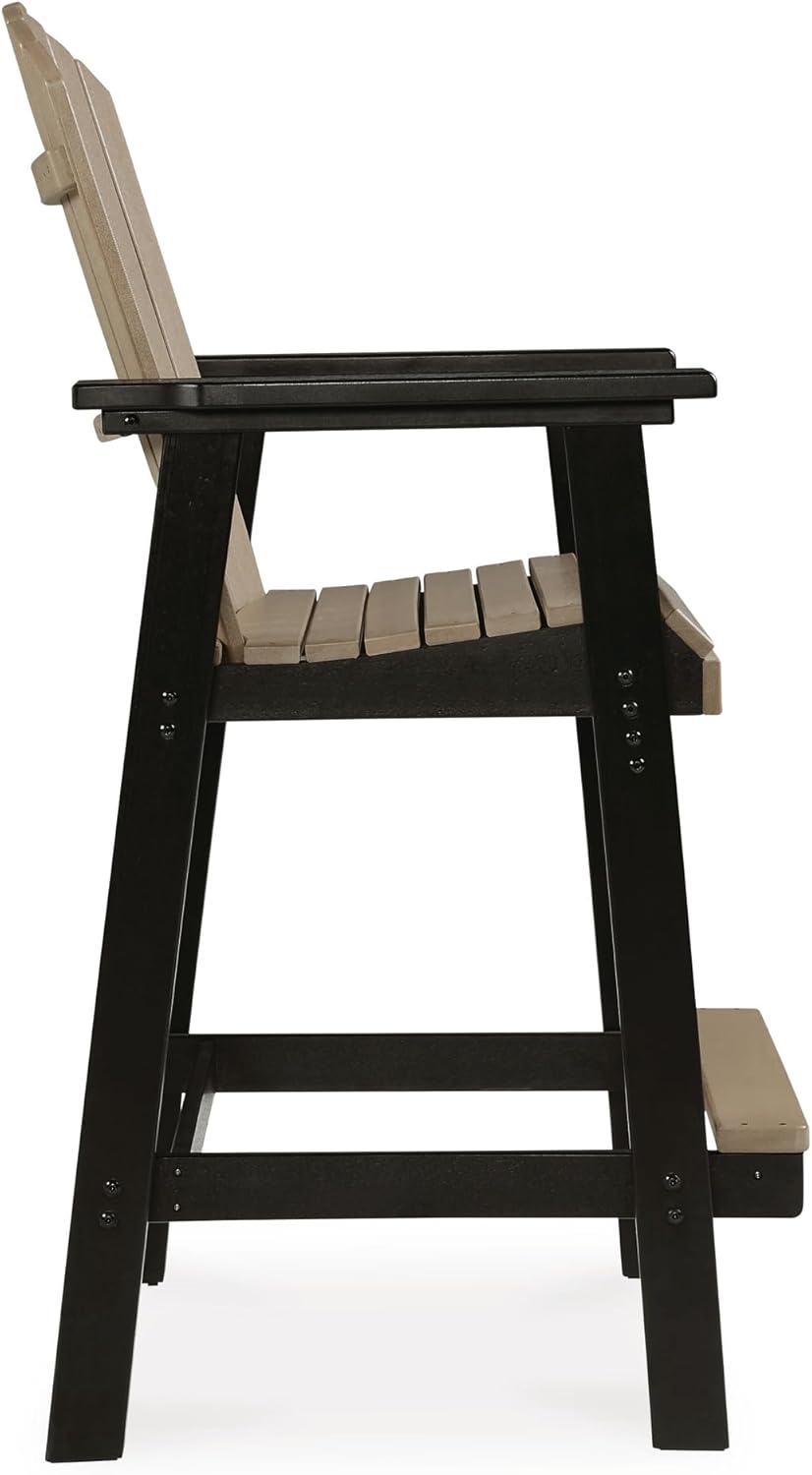 Signature Design by Ashley Fairen Trail 30" HDPE Durable Outdoor Barstool, 2 Count, Black & Brown