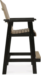 Signature Design by Ashley Fairen Trail 30" HDPE Durable Outdoor Barstool, 2 Count, Black & Brown