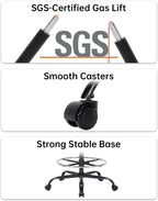 Drafting Chair Tall Office Chair with Flip-up Arms Adjustable Height Standing Desk Chair with Lumbar Support and Footrest Ring Ergonomic Executive Computer Chair Swivel Drafting Stool for Work/Drawing