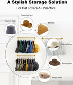 Viklluyr Hat Organizer for Baseball Caps Hat Rack with 20 Hooks - Sturdy Metal Hat Storage Wall Mounted Caps Hanger Set of 2 for Closet Door Bedroom Entryway Laundry(Gold)