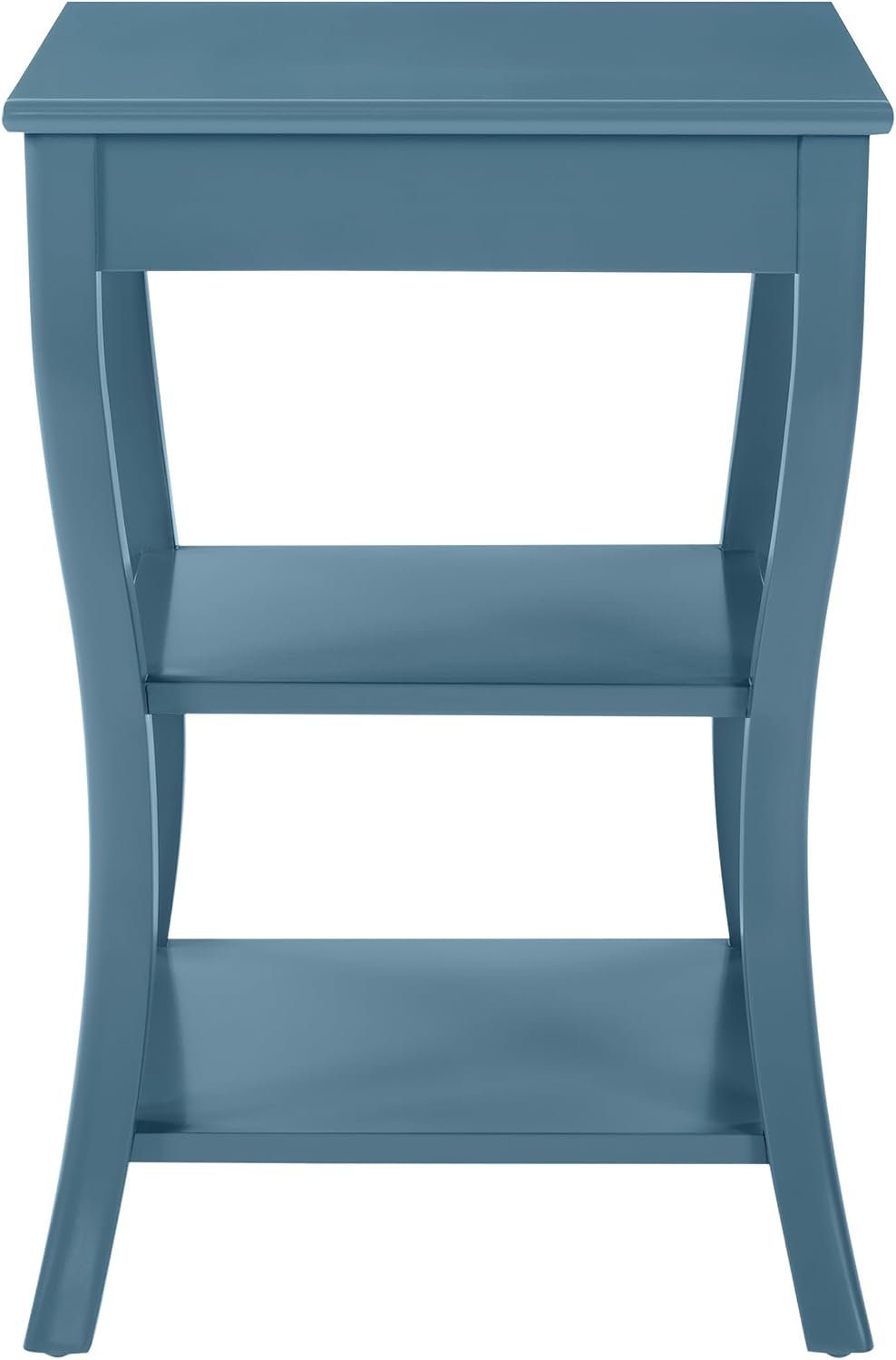 OSP Home Furnishings Golden Side Table with Lower Shelves, Solid Wood Construction, Square with Curved Legs, Blue Finish