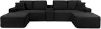 125" Oversized Sectional Couches for Living Room, Modern Boneless Cloud Couch with Ottoman,USB Port&Cup Holders, Comfy Corduroy Modular Sectional U Shape Sofa Couch for Apartment,Black Couch in a Box