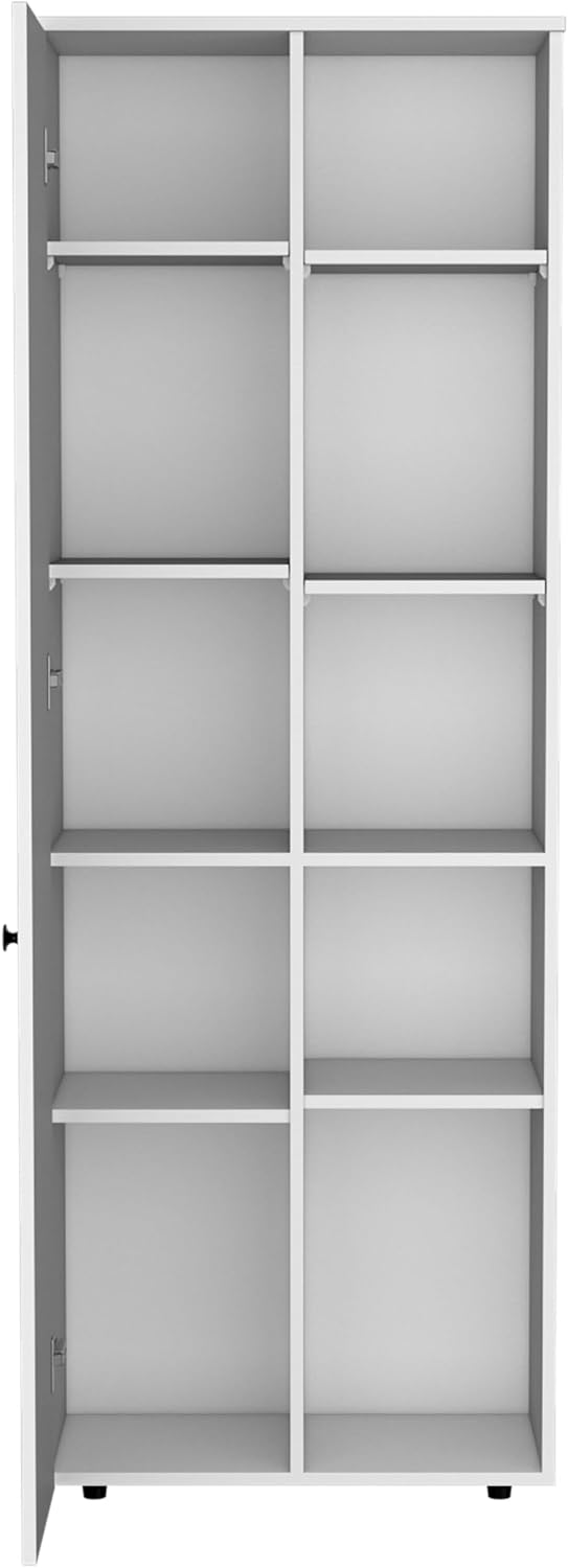 Large Capacity Kitchen Pantry Cabinet, 66.9" Slim Storage, 10 Shelves, Modern Design, White