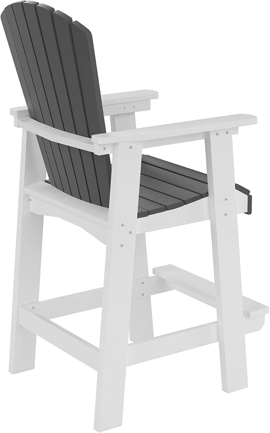 Outdoor Patio Table Bar Height Table and Bar Chairs Set of 4, for Garden Backyard Poolside Balcony, Umbrella Hole (5 PCS, Grey and White)