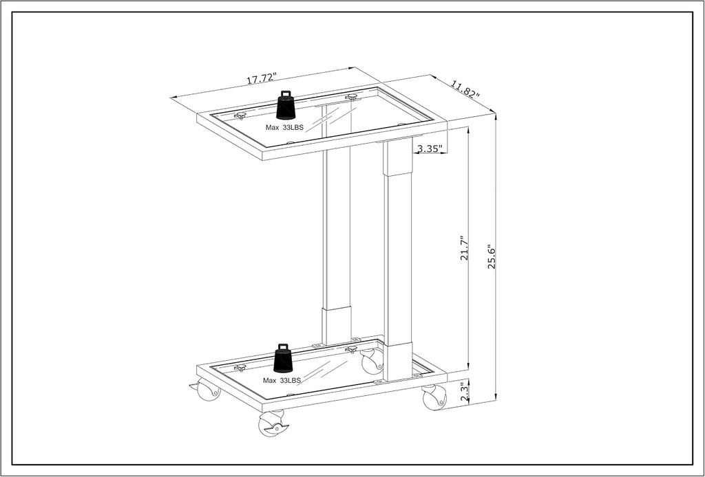 Acrylic Sofa Side Table C Shaped End Table with Wheels, Rolling Bedside Laptop Snack Table with Glass Top,Mobile Breakfast Tray Table with Clear Acrylic Frame