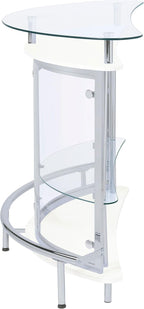 Coaster Home Furnishings Amarillo Glass Top Freestanding Home Bar Cabinet, Modern Liquor Cabinet with 2 Shelves and Wine Glass Rack, White