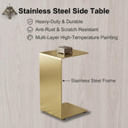 Modern Side Table Silver Coffee Table, Metal C-Shaped End Table with Smooth Surface, Multi-Color Available for Living Room, Bedroom, Balcony and Entryway (Silvery,13.8×13.8×25.6in/35×35×65cm)