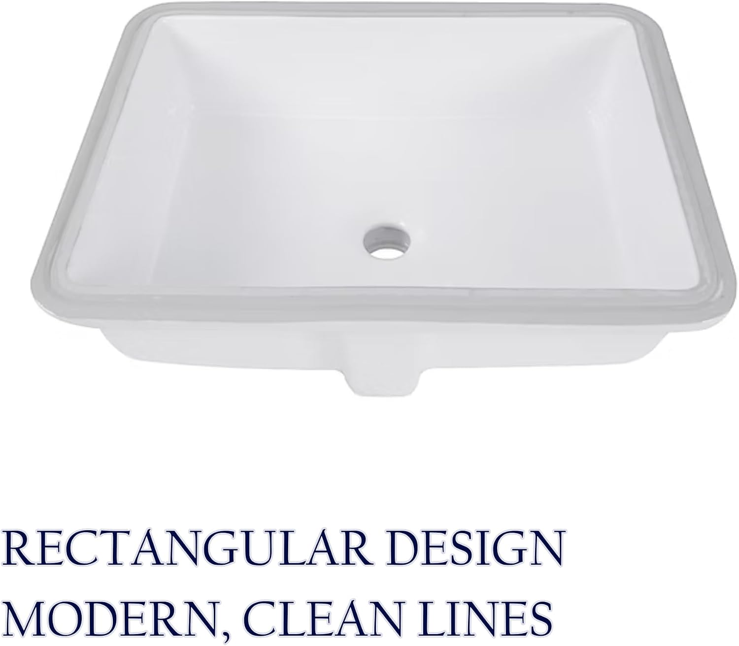 Nantucket Sinks GB-17x13-W Undermount Bathroom Sink – 17"x13" Rectangular White Bowl Bath Vanity Sink, Glazed Bottom for Open Console, w Overflow – Ceramic, High Gloss, Stain & Scratch Resistant