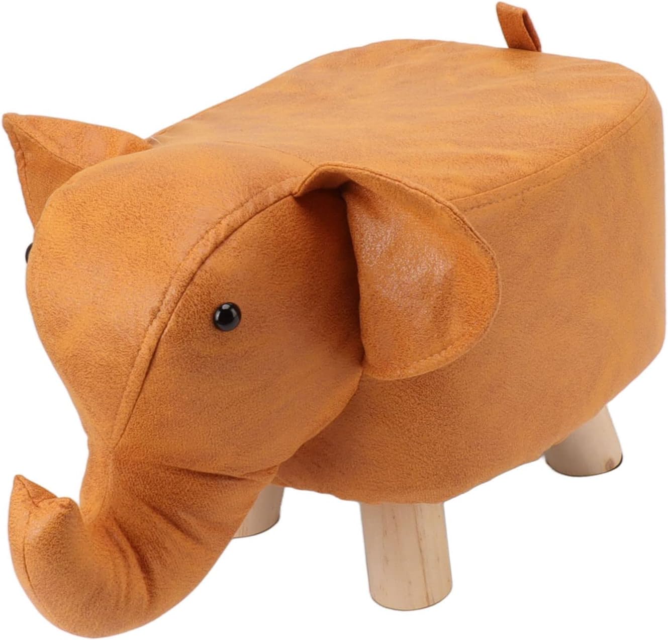 Elephant Shaped Padded Stool Stable Frame for Kids Bedroom Playroom Living Room Decor for Kids and Adults (Orange)