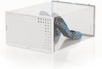 Snaxo 12 Pack Large Clear Shoe Storage Boxes, Stackable Modular Plastic Shoe Organizer Front-Opening Door, Ventilated Dust-Proof Sneaker Display Cases Closet and Entryway, White
