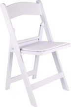 BTEXPERT Set of 8 White Resin Folding Chairs with Vinyl Padded Seat, 1000 lb Static Capacity, Stackable Commercial Grade, Indoor Outdoor for Wedding Event Church