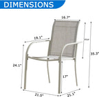Outdoor Dining Chairs Set of 4, Stackable Patio Chairs with Textilene Fabric, Lightweight Garden Chairs for Poolside, Backyard, Camping, Grey