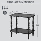 CozyDH Solid Wood End Side Table for Living Room - Small Wooden Nightstand for Bedroom, Black